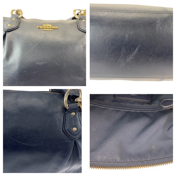 Coach Coach Leather Tote Bag Navy Gold Hardware Leather Tote Bag - Picture 5 of 10